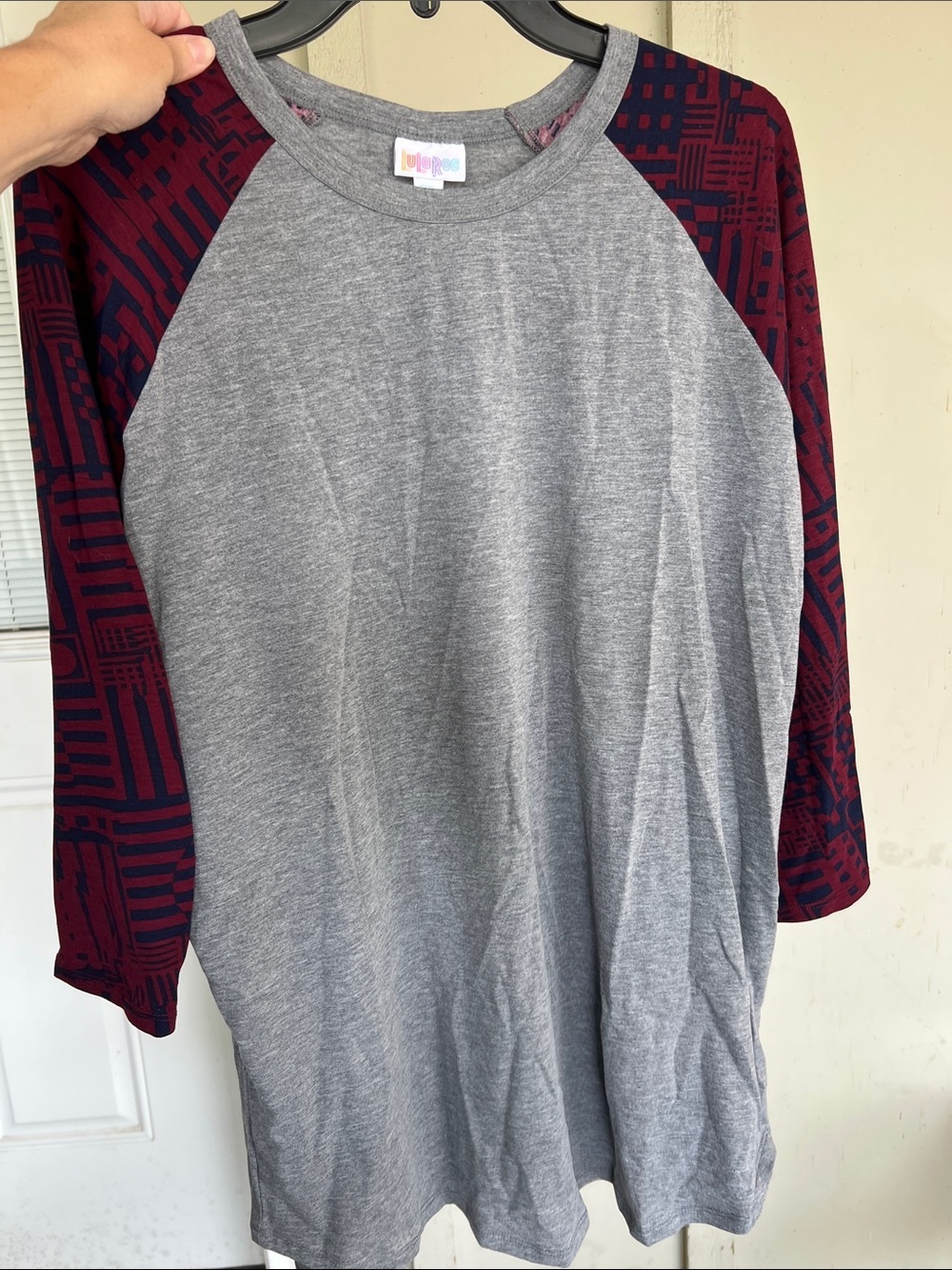 NWT Lularoe Randy tee shirt maroon blue grey 2X 2XL